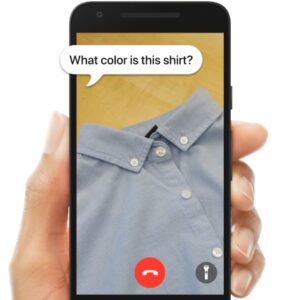 تصویر پیراهن در صفحه گوشی موبایل جهت تشخیص رنگ بهکمک بیمایآیز