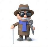 مرد نابینا میکروفون بزرگی در دست دارد   clip art