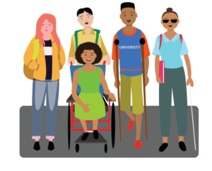 افراد با شرایط جسمانی متفاوت در کنار یکدیگر clip art